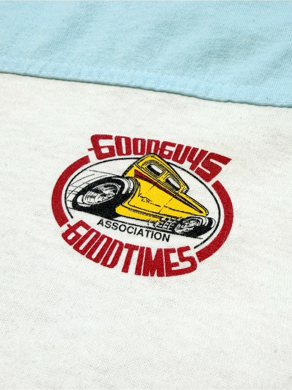Vintage 1990 Good Guys Good Times Drag Racing Ringer Shirt, Alore L 90s Hot Rod - Picture 3 of 8